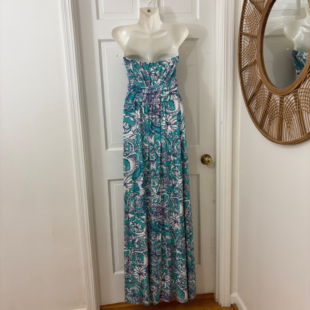 Lilly Pulitzer Holbrook Maxi Dress XS Montauk Seafoam Green Beach Boho Resort - Picture 5 of 8